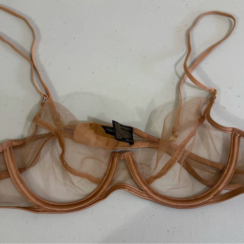 Honey Birdette Sheer Mesh Underwire Bra in Nude Peach - Picture 5 of 5